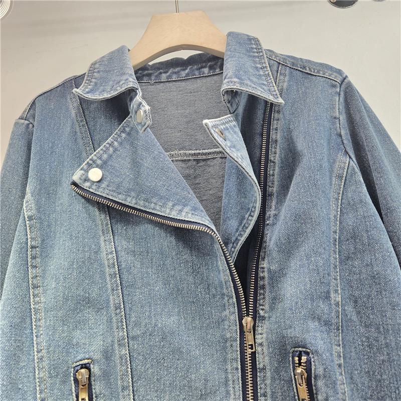 Women's European Retro Short Denim Motorcycle Jacket, Early Spring 2026