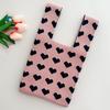 New Heart Pattern Knit Handbags Women Handmade Knot Wrist Bag Casual Small Tote Bag Girls Reusable Shopping Bags ARI