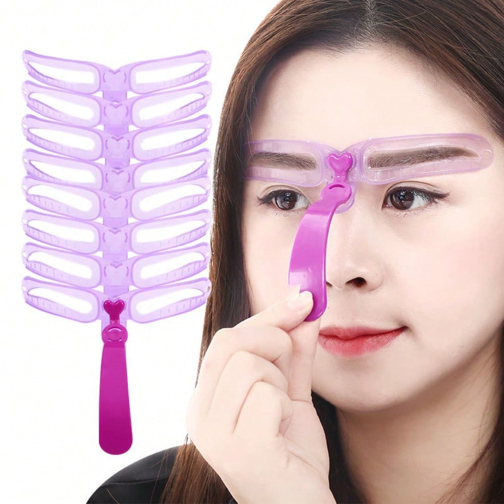 Handheld Head Mounted Dual-Purpose 3D Eyebrow Card, 8 Eyebrow Shaped Tools To Assist Beginners In Quickly Drawing Symmetrical Eyebrows