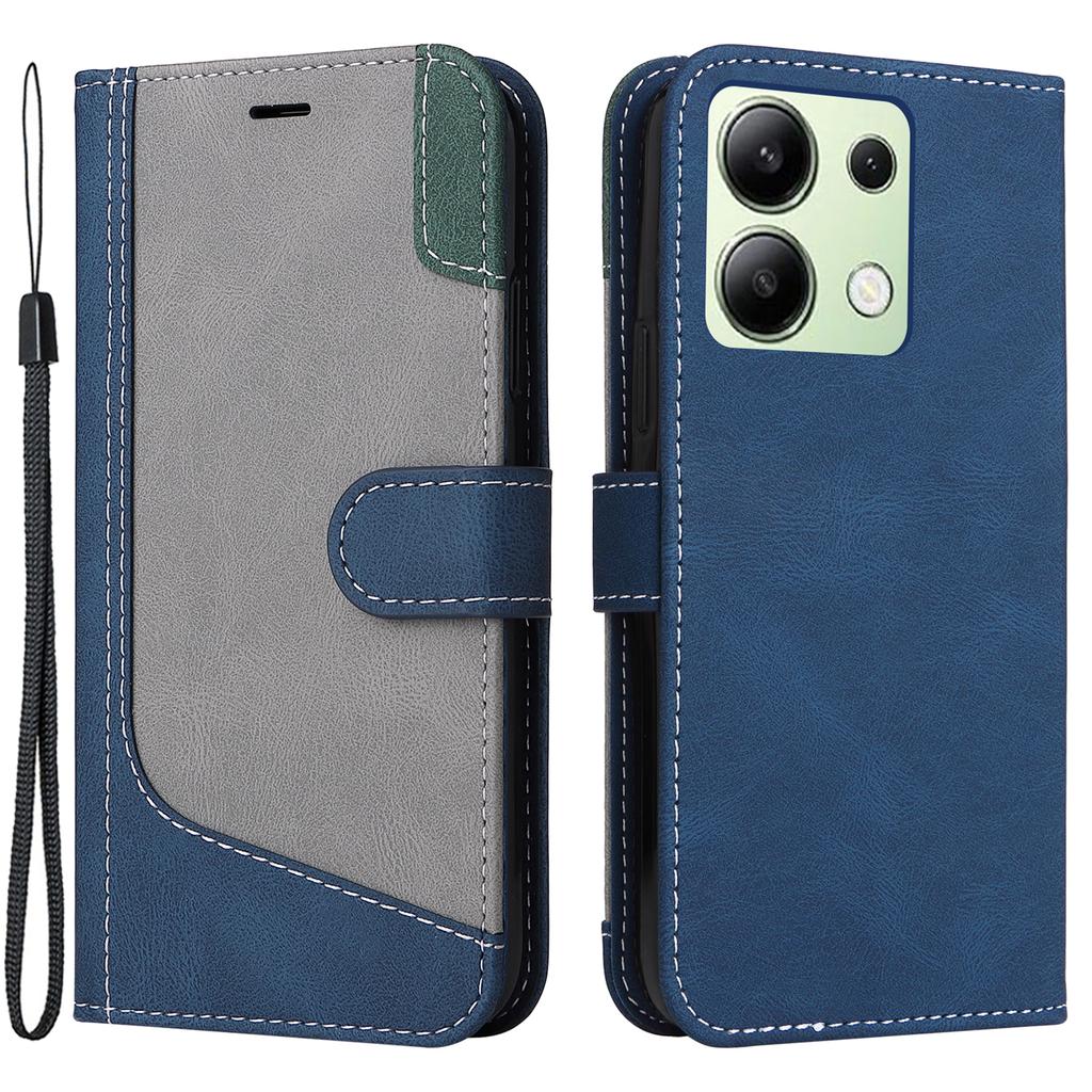 For Xiaomi Redmi Note 13 4G Leather Case Three-color Splicing Phone Cover