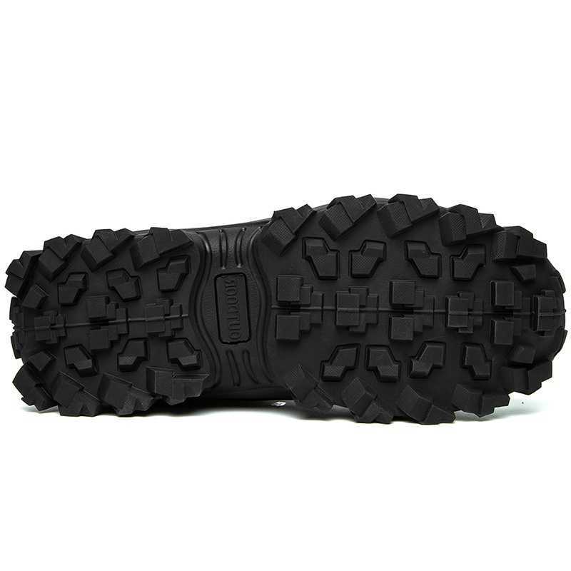 Autumn and Winter Thick-soled Tall Outdoor Men's Off-road Boots, Snow Boots, Fleece and Wool Lace-up Outdoor Mountaineering Boots