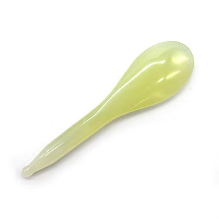 Genuine Xiuyan Jade Gua Sha Tool, Spoon Shaped Massager & Acupuncture Pointing Stick for Meridian Relaxation, Set xiuyan зелёный