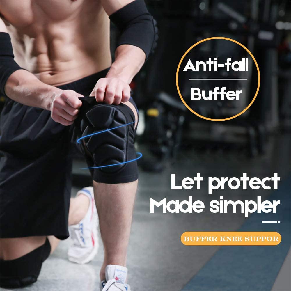 1Pair Knee Elbow Pads,Thick Sponge Collisioned Kneepads For Sports,Protective Knee Support Sleeve For Basketball Running Cycling