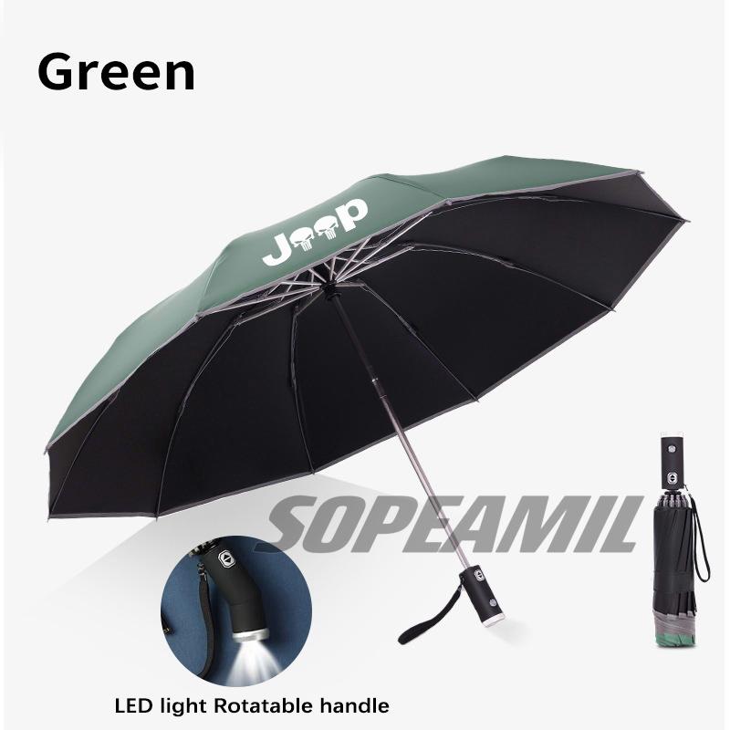 

Car Led Light Automatic Folding Windproof Umbrella Jeep Patriot Commander Renegade Compass Grand Cherokee Wrangler JK Gladiator зелений
