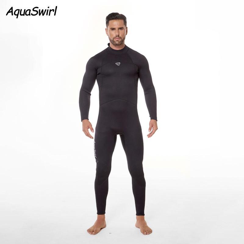 

Long-sleeved Diving Suit Men Warm Cold 3mm Wet Swimming One-piece Snorkeling Surfing Rear Zipper M чёрный