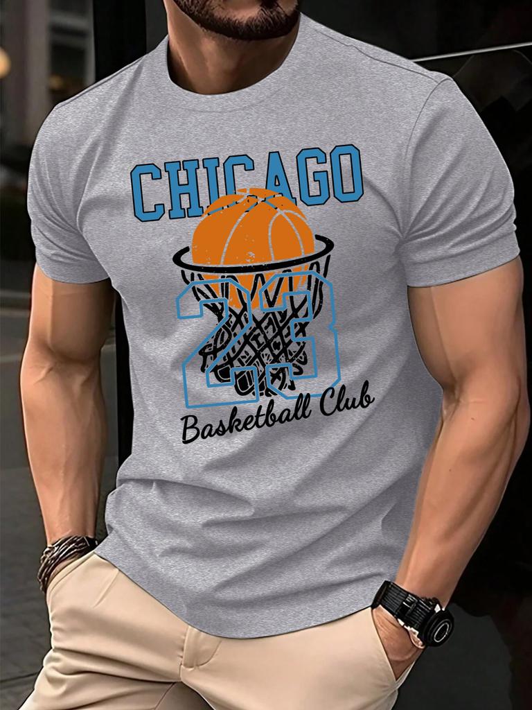 Chicago No23 Basketball Club Print T Shirts Men Summer Cotton TShirt Hip Hop Loose Streetwear AllMatch Casual Clothing