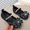 Little Girl's Fairy Style Pearl Rhinestone Bow Flats - Soft Sole Summer Fashion Banquet Shoes