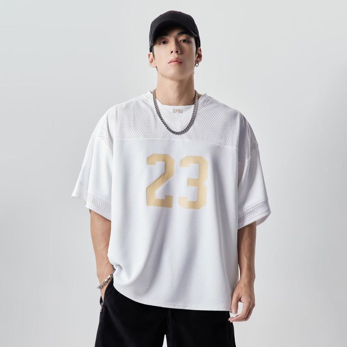 Летняя футболка с коротким рукавом в стиле пэчворк мужская американская винтажная спортивная повседневная свободная футболка топы больших размеров M белый 2098₽