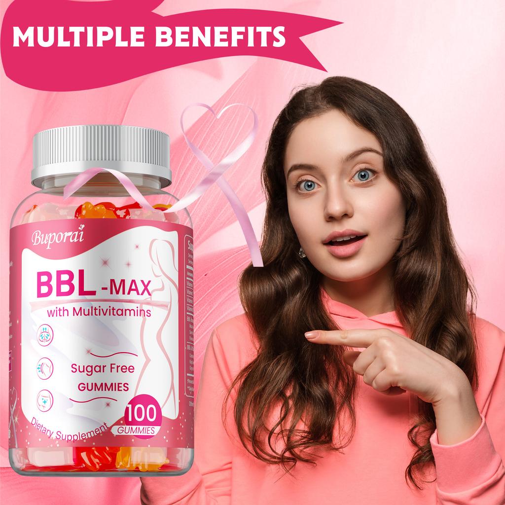 Multivitamin gummies, rich in vitamins A, C, E, and B6 extracts, support skin health, suitable for adults.