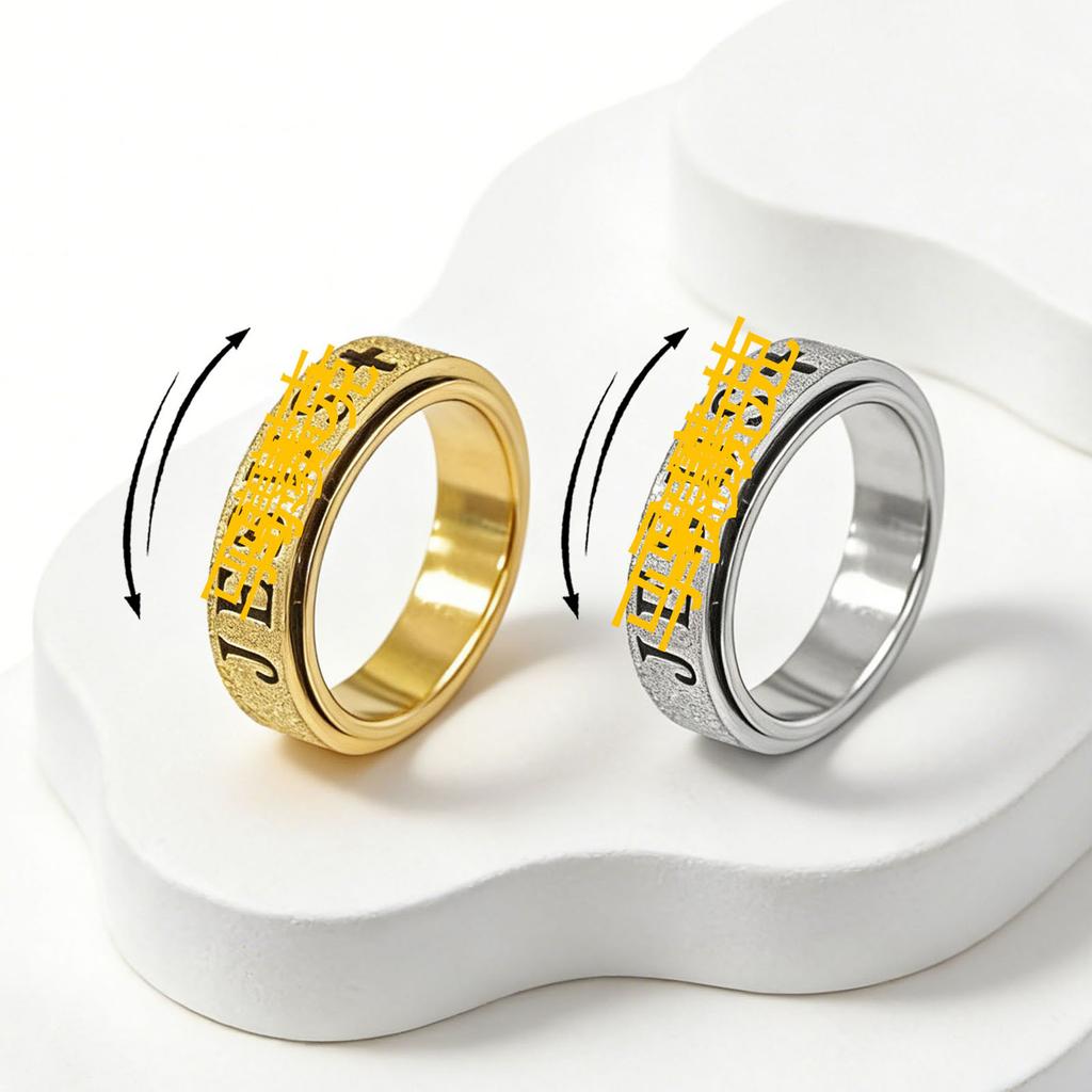 European and American Fashionable Women's Ring 6MM Titanium Steel Rotatable Decompression Ring Wedding Ring