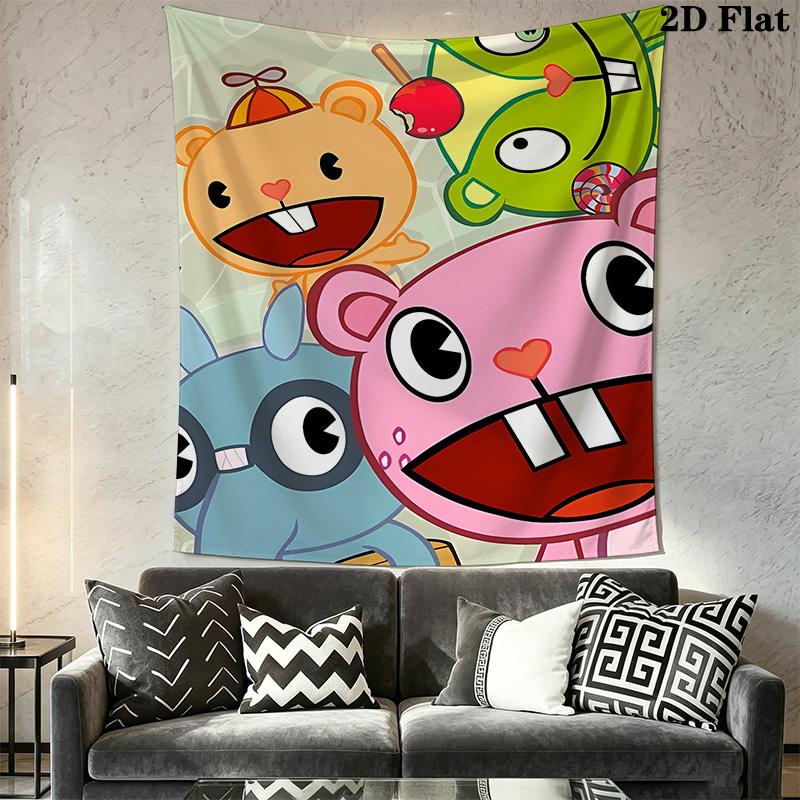 Happy Tree Friends Pattern Home Decor Tapestry, Wall Hanging, Decorative RV Wall Cloth.NGT0928431