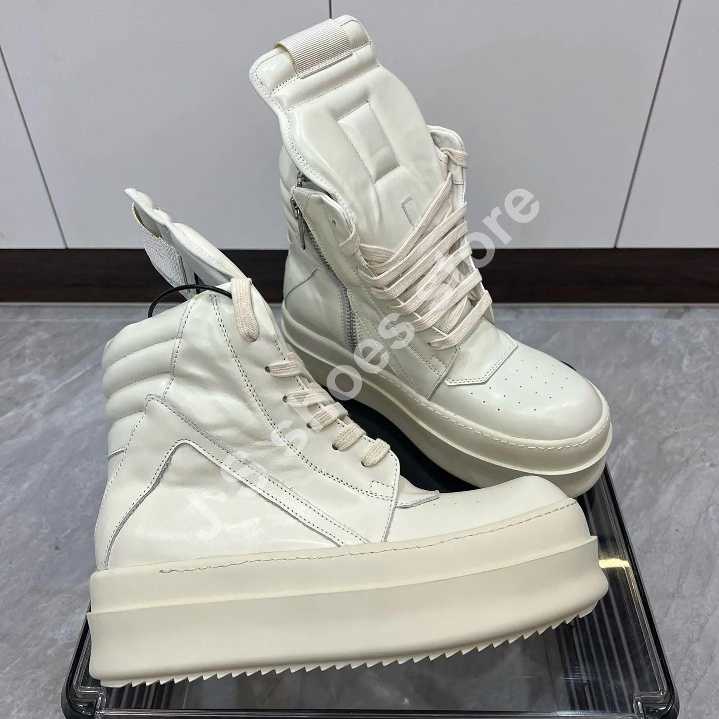 

Ro Классические мужские туфли Ботильоны Женские кроссовки Высокие Топ Повседневная обувь Молния Шнуровка 6 см Толстая подошва Кроссовки Черные кожаные ботильоны 48