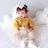 Baby Koi Baby Clothes Bodysuit with Long Sleeve Tulle Kindergarten Size 24M Skirt, Dress, Girls' Spring/Autumn Clothes, Button-Front Closure, Gift,