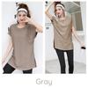 VEROMAN Yoga Flattering Long Short Loose Women's Top, T-Shirt, Length, Sleeve, Fit, ppi-ssd038 (Gray, M)