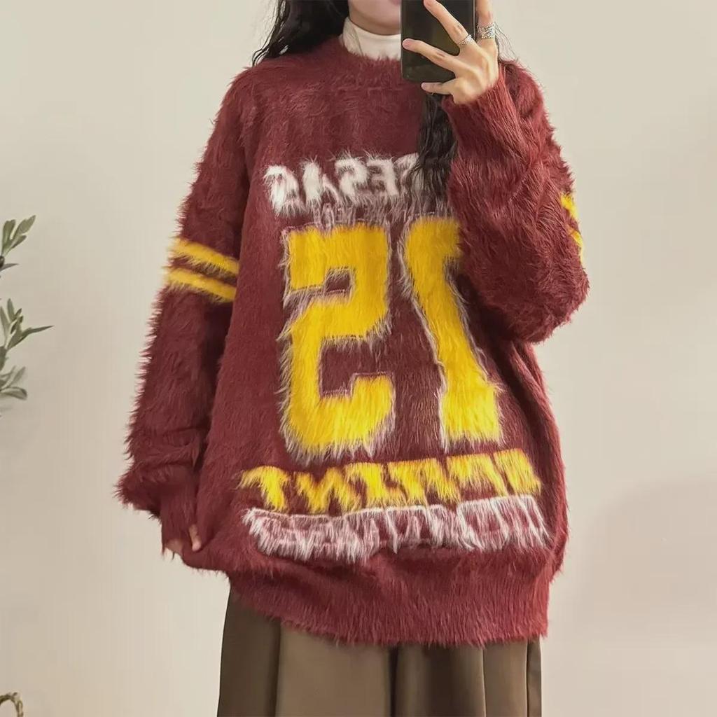 2024 Retro American College Style Women's Sports Sweater Jacket