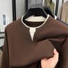 Men's Long Sleeve Wool Faux Layer Knitwear - Autumn/Winter Old Money Style Sweater Casual Loose Fit