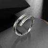 Retro Poseidon Compass Ring Silver-Plated Adjustable Hexagram Opening Jewelry Gift for Men and Women Hip-Hop Trend