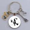 witch print print gothic glass cabochon halloween party wallet tote keychain best gift
