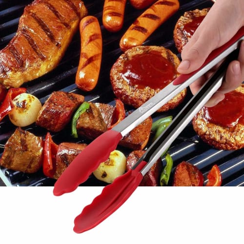 Hotec Prémiové nerezové uzamykatelné kuchyňské kleště se silikonovými špičkami, Sada 3 kusů - 7", 9" a 12", Vícebarevné