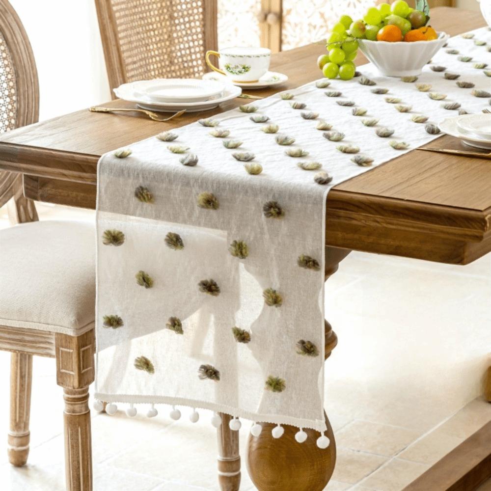Gauze Dining Table Cloth Nordic Style Table Linen INS Style Bookcase Cover Wedding 13.78x47.24 in зелёный