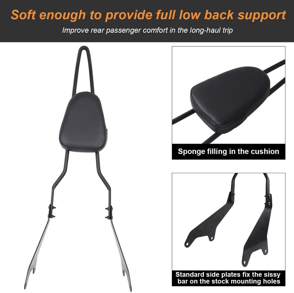 Motorcycle Rear Passenger  Seat With Detachable  Backrest Bar+Cushion Motor Accessories