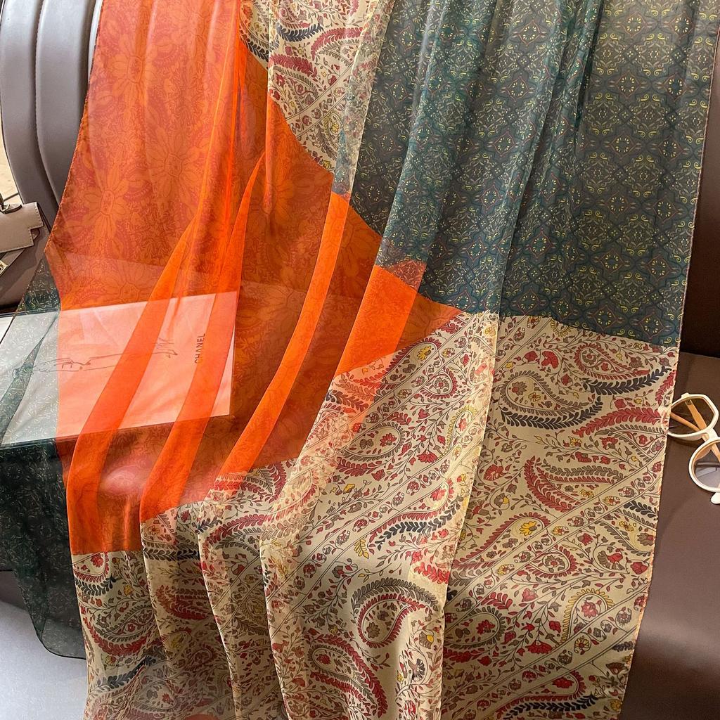 Small Flower Full of Stars Print Women Elegant Chiffon Georgette Bandana Scarf Summer Beach Sunscreen Thin Hijab Shawl