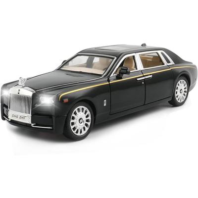 Modèle de voiture moulé sous pression 1/24 Rolls-Royce Phantom Toy Car, réplique de voiture Phantom à collectionner en alliage, modèle de voiture à tirer avec son et lumière pour enfants, cadeau