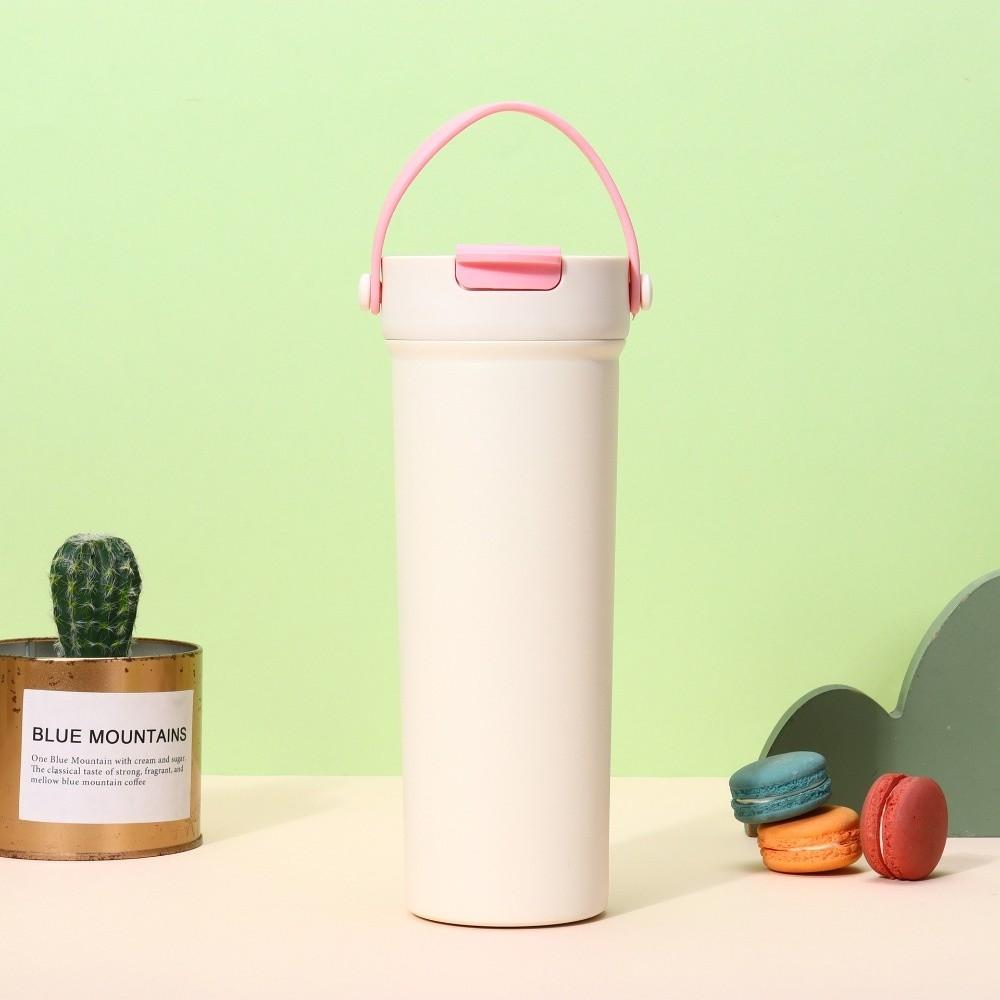 Portable Bowknot Insulated Cup Stainless Steel Solid Color Vacuum Mug Handle Thermal Car Coffee Cup Travel