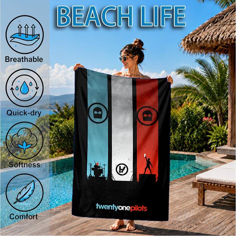 Twenty One Pilots Music Evolution Beach Towel, Microfiber Beach Towel, Perfect For Pool, Beach, Travel, Home Decor Beach Party Fan gifts