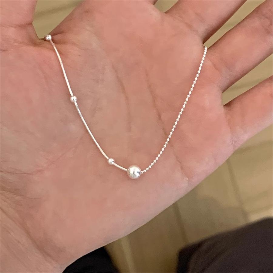 

Намисто з перлів зі стерлінгового срібла 925 проби - Нетьмяніючий висококласний ланцюжок для ключиць, Універсальна підвіска легкої розкоші для жінок, Нова літня колекція.