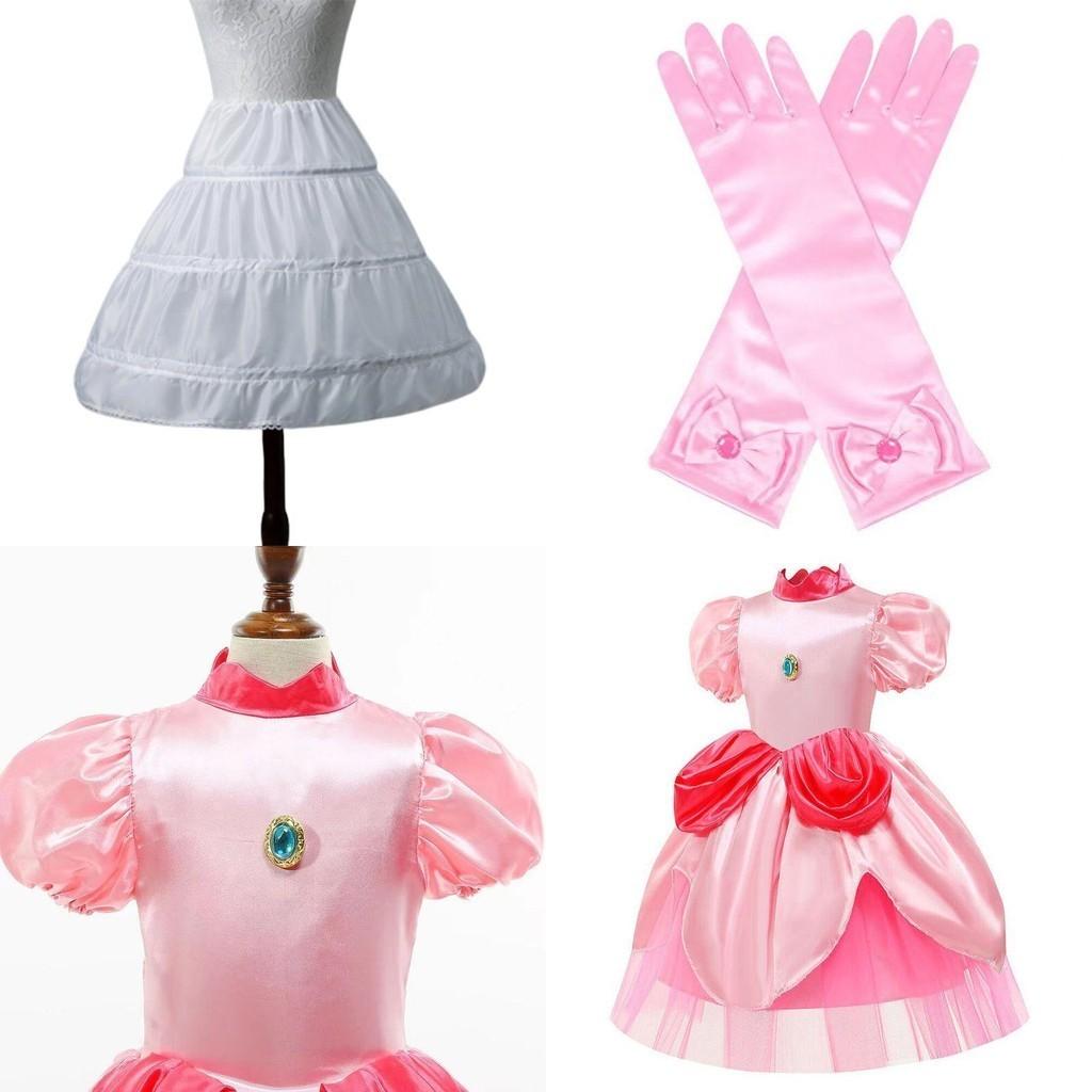 Rozkošný kostým šatů princezny Peach pro děti Ideální na Halloween a hraní rolí