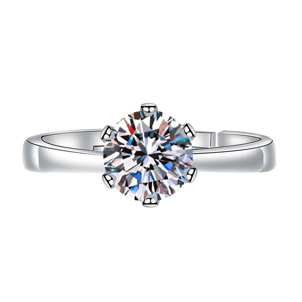 Open Adjustable European and American Style New Imitation Mosane Diamond Adjustable Girls' Ring Fashionable Creative Ring