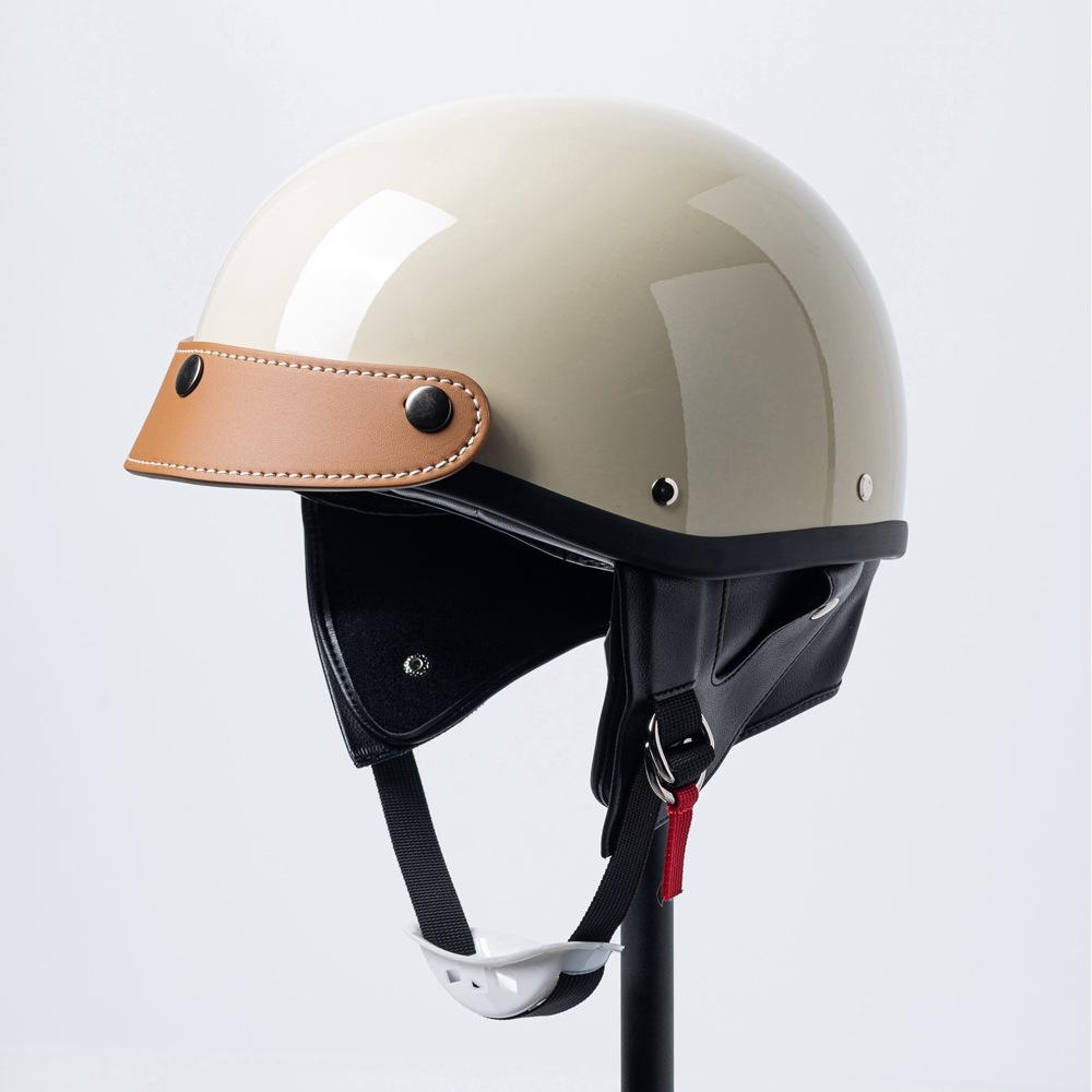 

Мотоциклетные шлемы для мужчин и женщин Ретро Мотоцикл Электрический скутер Шлем Японский шлем Harley Половина шлема Модернизированная кожаная шляпа с полями