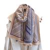 Striped Imitation Cashmere Double-Sided Scarf Simple Fashion Color Matching Warm Shawl Thickened Fringed Scarf Women