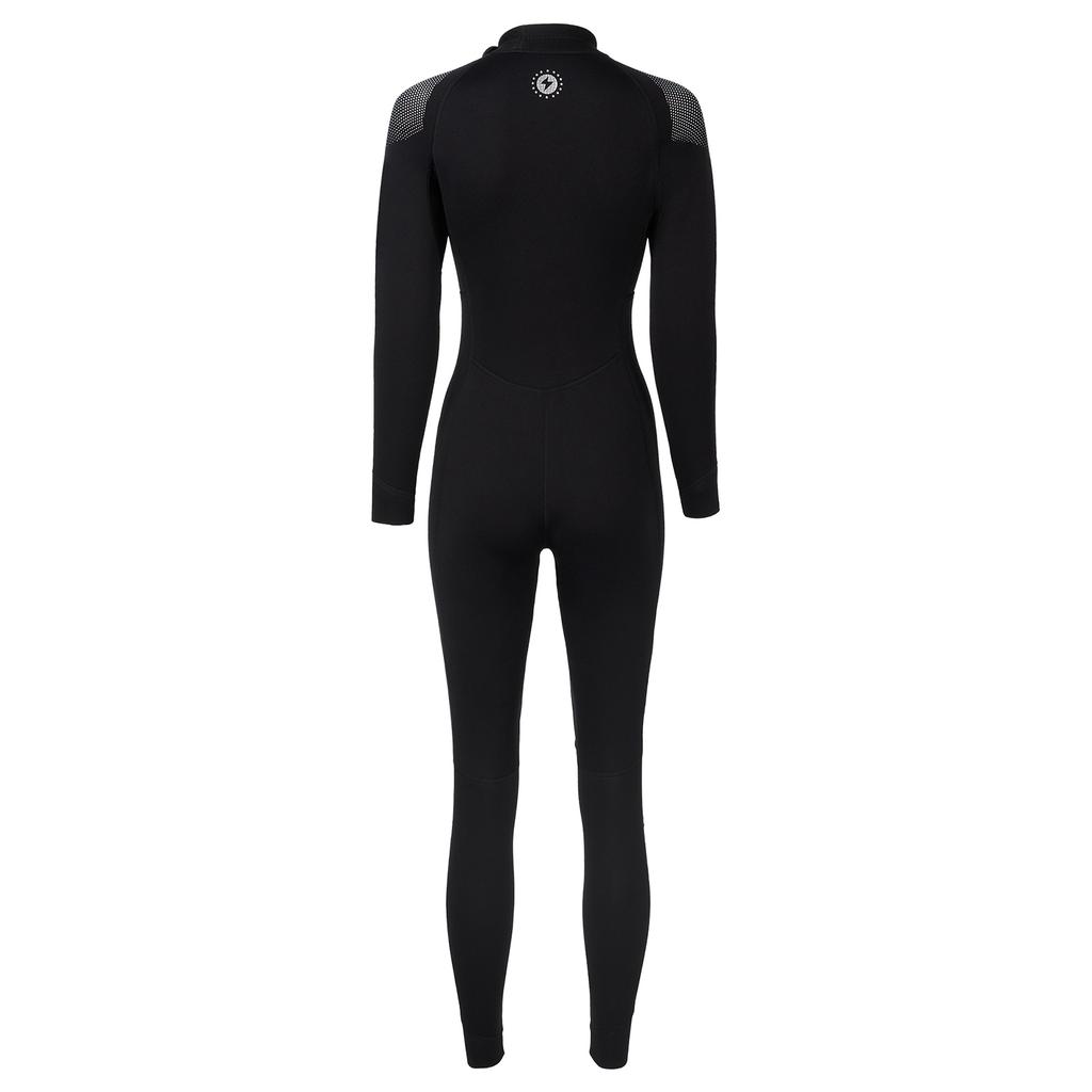 Women 3mm Neoprene One-Piece Thermal Wetsuit Mock Neck Long Sleeve Front Diagonal Zipper Jumpsuit for Swimming Surfing Diving