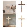 Crocifisso da Parete Ornamento Decorativo, Regalo Religioso, Arte Cristiana del Ringraziamento Decorazione Murale con Croce in Legno, Scultura di Gesù