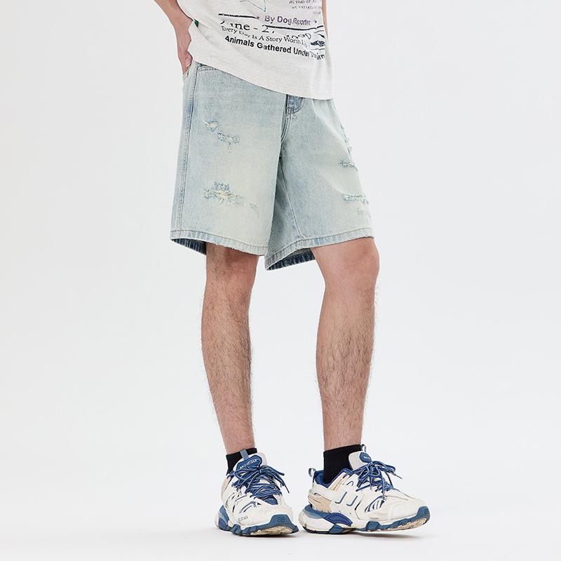 

Новые американские повседневные и красивые ретро джинсовые миди-брюки мужские свободные шорты на лето 2XL