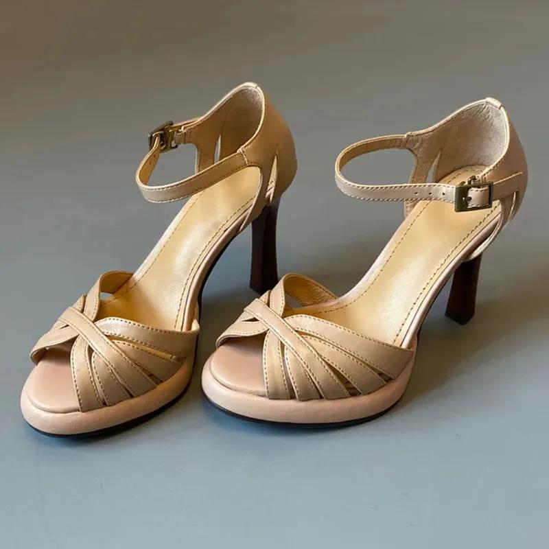 Sexy Black Cover Heel Sandals Women Summer Open Toe Buckle Designer Heels Comfort Office Formal Shoes for Ladies Sandalias Mujer