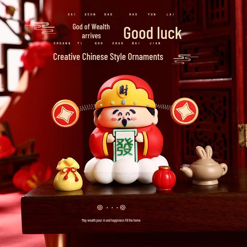 God of Wealth Car Pendant: Rearview Mirror Hanging Ornament for Attracting Prosperity