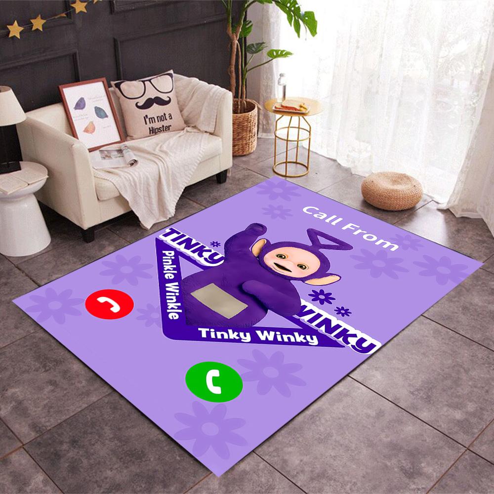 Teletubbies Scooter Adventure Themed Anti-Slip Rugs - Polyester Home Decor, Suitable for Bedrooms, Living Rooms, Doorways, Studios, and Decorations