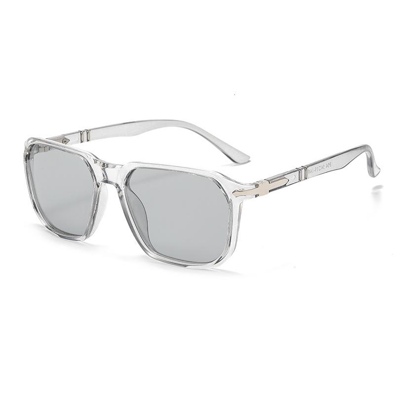 2025 Square Frame Polarized Photochromic Sunglasses for Outdoor Driving and Fishing with Spring Temples