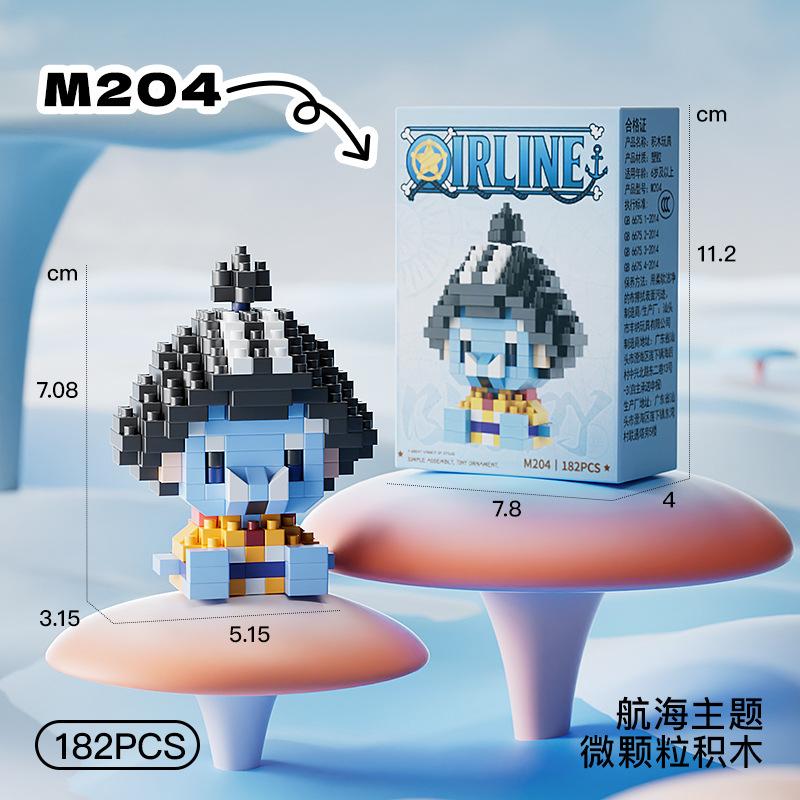 New ONE PIECE Sun God Nika Luffy Micro Action Block Chopper Ace Buggy 3D Anime Model Assembly Mini Bricks Figure Toys For Gift