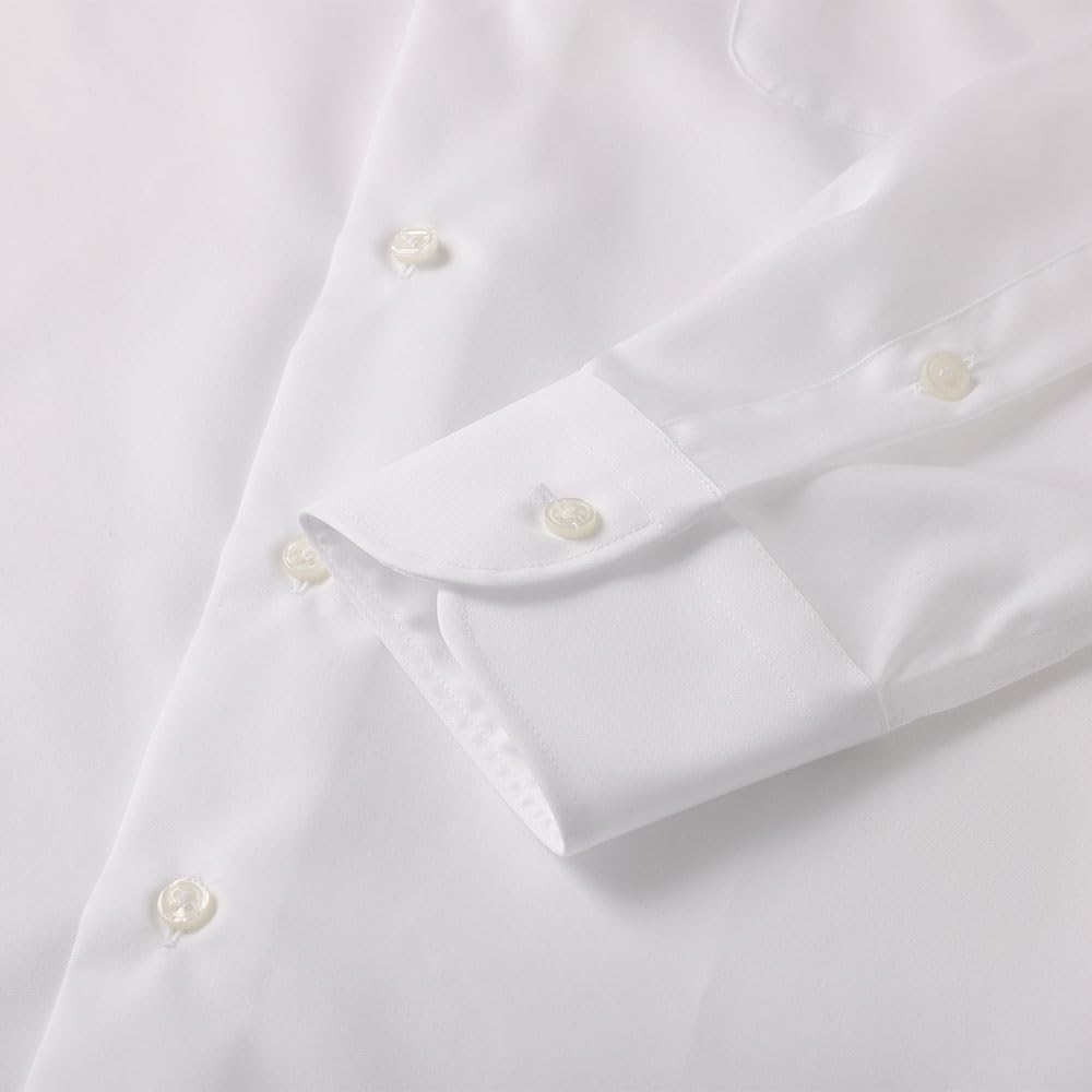 HITOYOSHI Easy Care Shirt Long Sleeve 10 Sizes Hitoyoshi Dress Shirt Cotton LB-W1 [Semi-wide/White Twill/41-84] Men's 100%