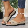 Fashion Shoes for Women Slippers Summer Elegant Woman Slides Sandals Ladies Wedge Middle Heel Solid Casual Footwear Slipper Female 2025