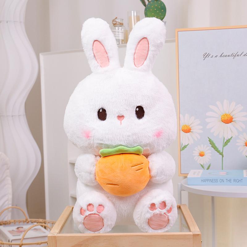 Kawaii Rabbit Plush Pillow Cartoon Bunny Hold Carrot Strawberry Dolls Stuffed Soft Pillow Animal Cushion Birthday Christmas Gift