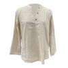 Women Shirt V-Neck Long Sleeve Loose Fit Solid Color Blouse Buttons Half