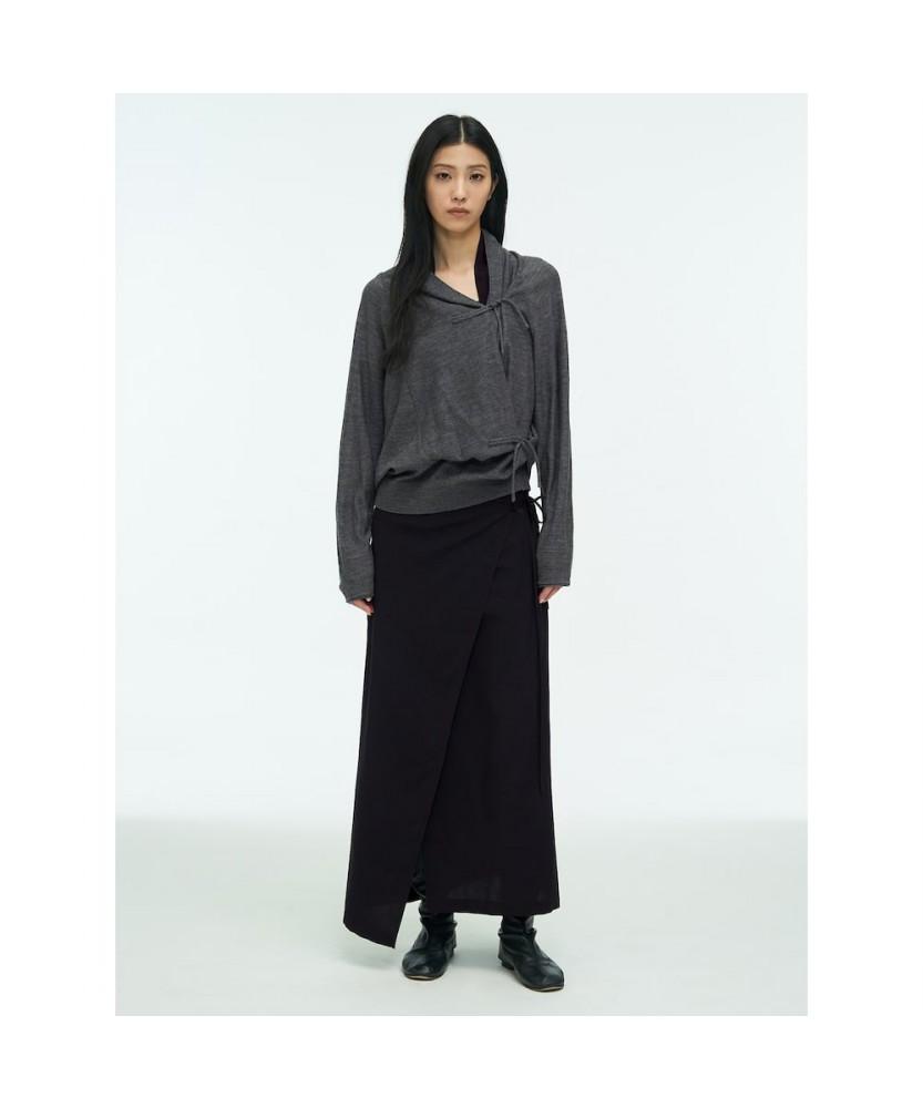 Anggae Big Cowl Tie Pullover Gray