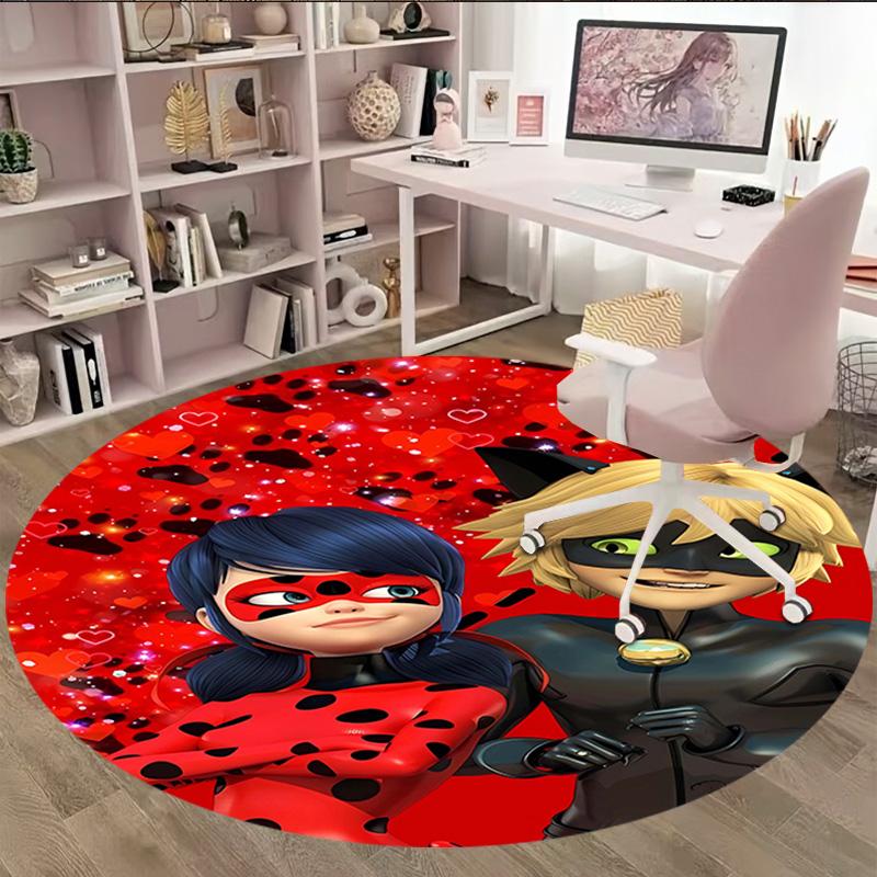 1pc Ladybug (2) Print Round Carpet Chair Round Carpet Suitable for Bedroom Living Room Home Decorative Carpet