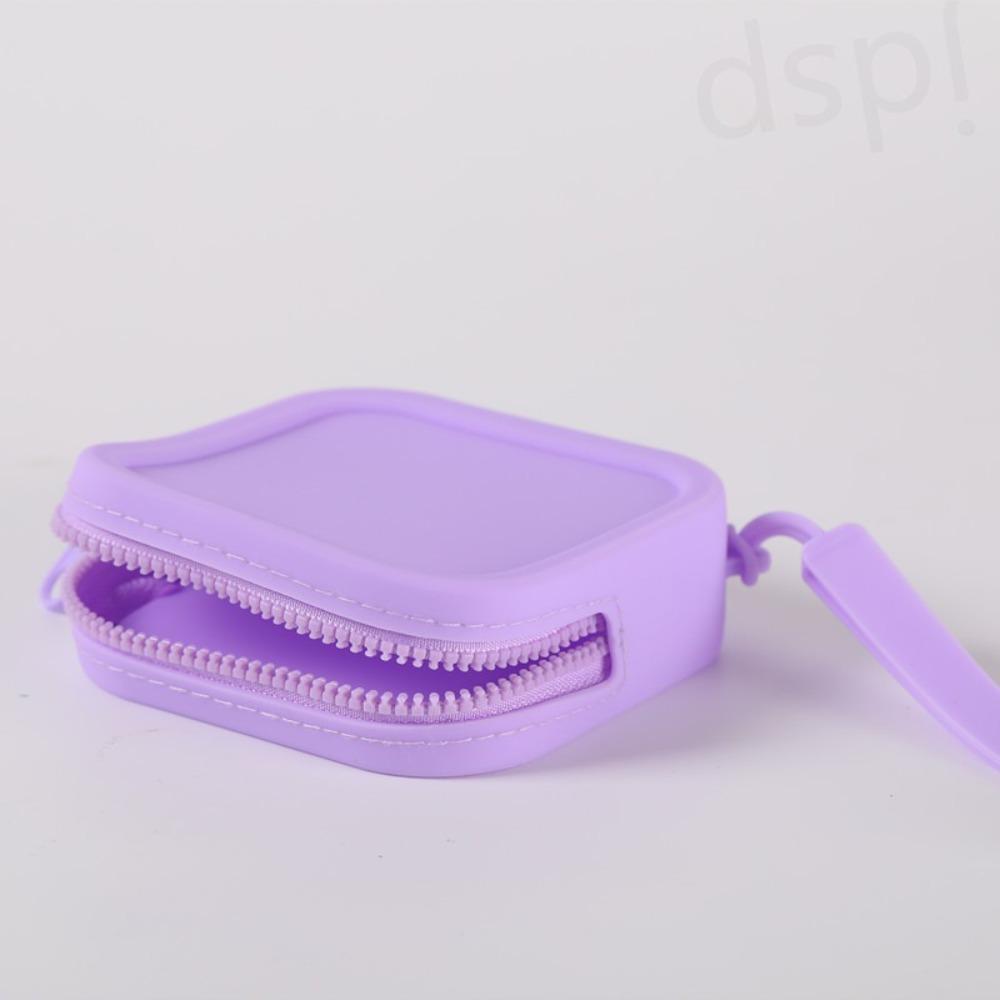 Mini Silicone Organizer Wallet Coin Purse Smooth Zipper Waterproof Travel Pouch Macaron Color Earphone Bag Students