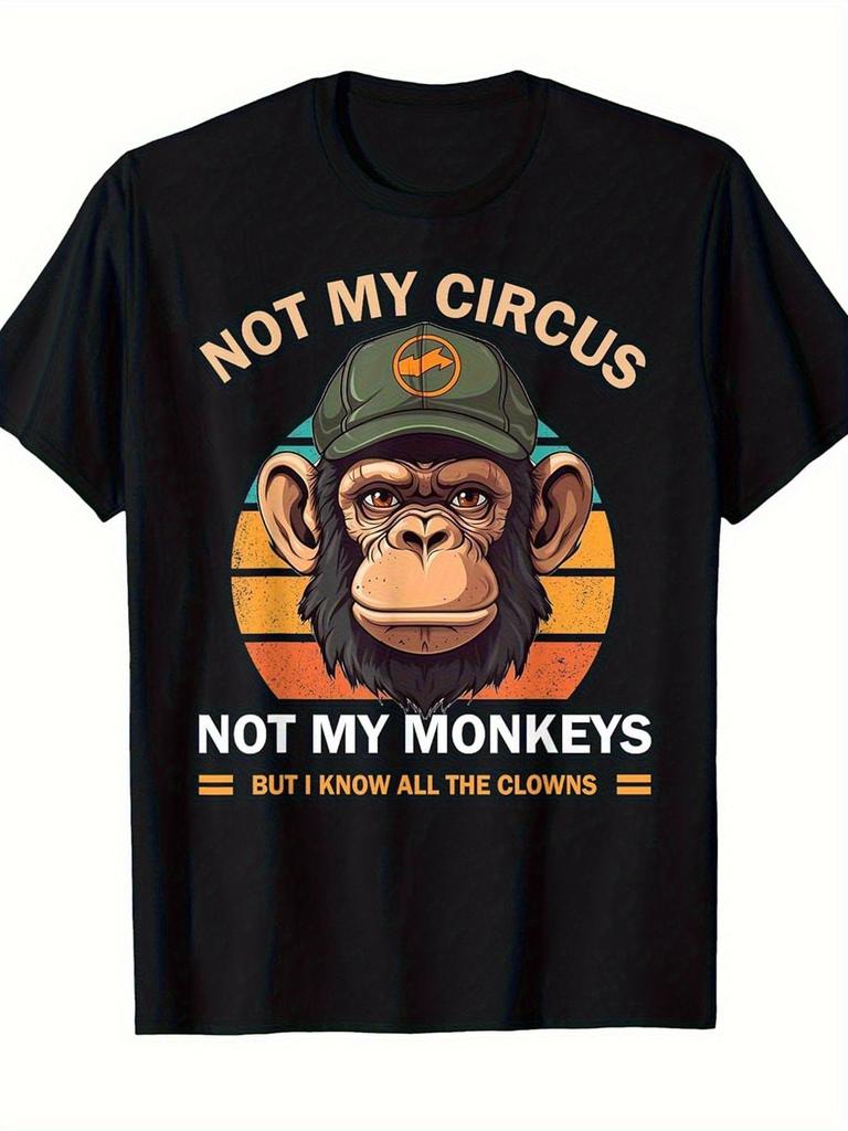 Funny Circus Monkeys Not My Circus Not My Monkeys T-Shirt - Retro Vintage Slogan & Monkey Face